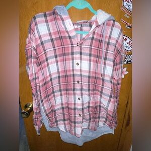 Pink flannel hoodie